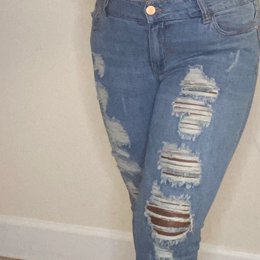 Forever 21 plus high waist ripped skinny jeans